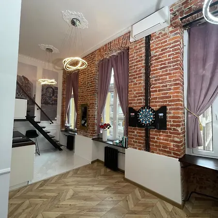 Апартаменти Klimatyczny Loft Z Antresola Centrum Blisko Piotrkowska Muralowa Przystan Klimatyzacja Faktura Лодзь