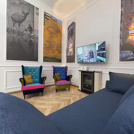 Muralowa Przystan Design Loft Z Antresola Centrum Lodzi アパート ウッチ